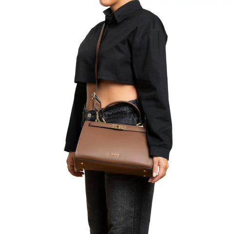 Structured Satchel in Genuine Leather