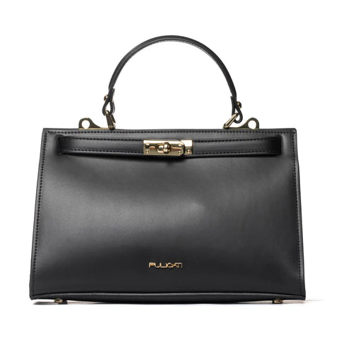 Structured Satchel in Genuine Leather