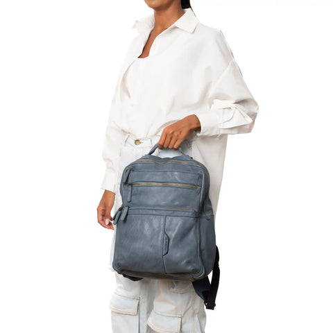 Backpack in Washed Garment-Dyed Leather