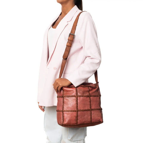Woven Hobo in Washed Garment-Dyed Leather