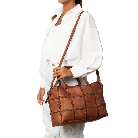 Woven Hobo in Washed Garment-Dyed Leather