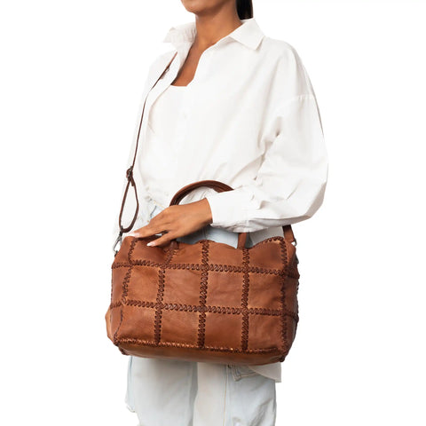 Woven Hobo in Washed Garment-Dyed Leather