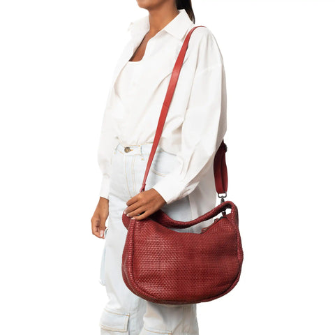 Woven Tote in Washed Garment-Dyed Leather