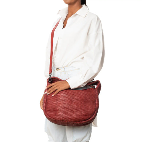 Woven Tote in Washed Garment-Dyed Leather