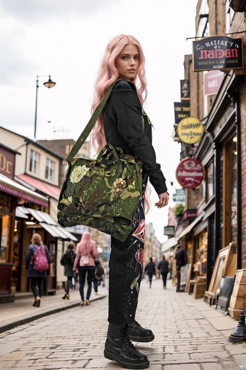 Hand Painted Military Bag With Inserts And Applications Apiedinudinelparco