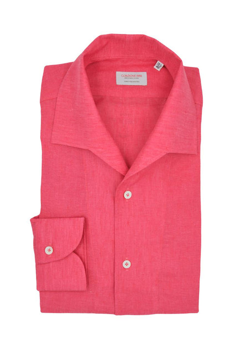 Coral Linen Capri Collar Shirt Cordone 1956