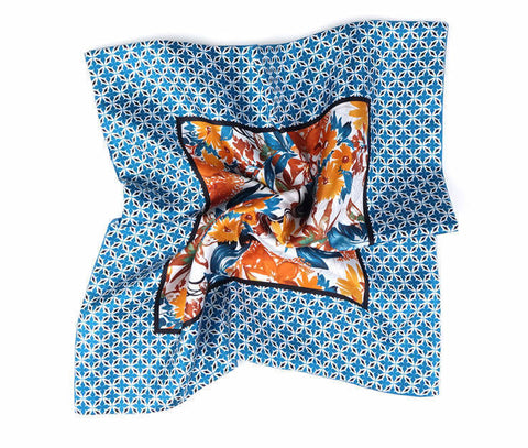 Pocket Square - Turquoise Silk Double Face Pocket Square DM Ties