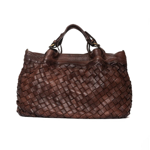 Woven Tote in Vegetable-Tanned Garment-Dyed Leather