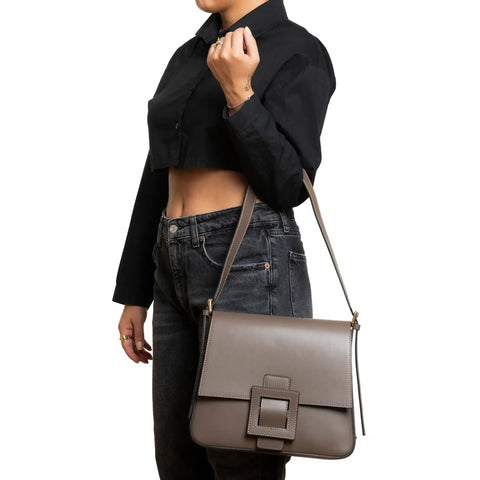 Flap Satchel in Box Leather