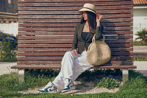 Pamela in two-tone crochet raffia Petracci