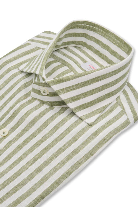 Striped Linen Shirt Military Green Cordone 1956