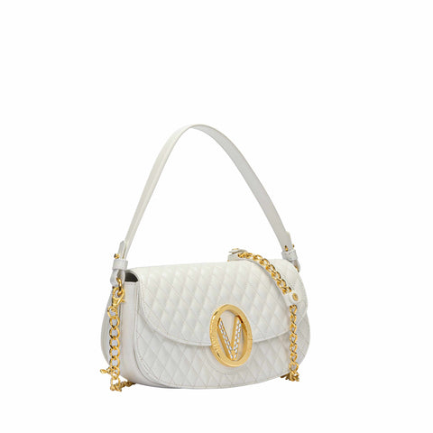 White Shoulder Bag with Maxi Logo