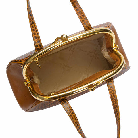 Retro Leather Top-Handle with Click-Clack Closure