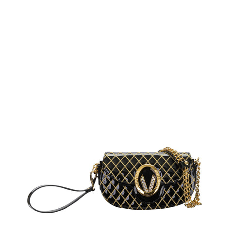 Black Shiny Leather Clutch with Maxi Logo