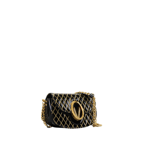 Black Shiny Leather Clutch with Maxi Logo