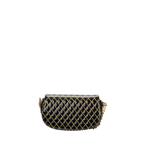 Black Shiny Leather Clutch with Maxi Logo