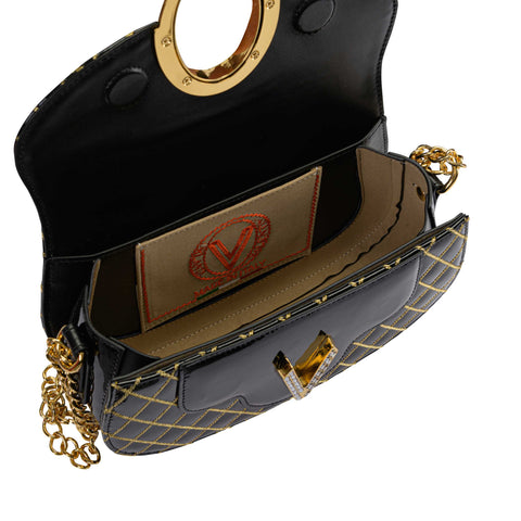 Black Shiny Leather Clutch with Maxi Logo