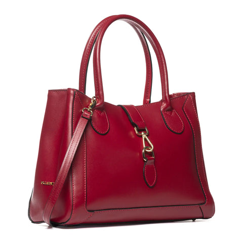 Structured Tote in Leather with Zip & Clasp