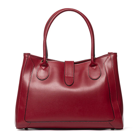 Structured Tote in Leather with Zip & Clasp