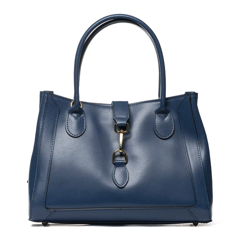 Structured Tote in Leather with Zip & Clasp