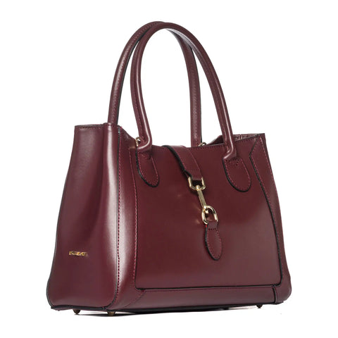 Structured Tote in Leather with Zip & Clasp