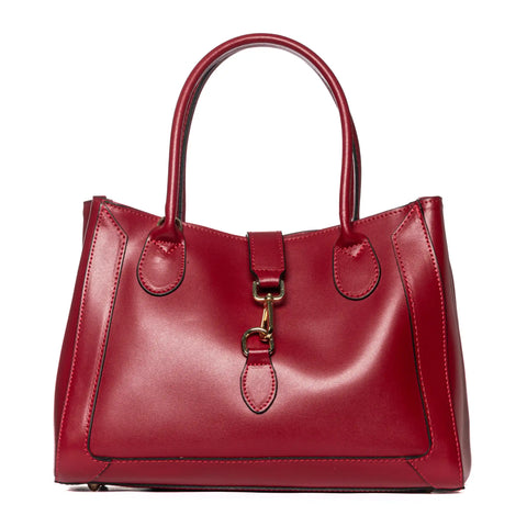 Structured Tote in Leather with Zip & Clasp