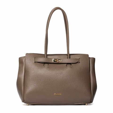 Shoulder Tote in Pebbled (Dollaro) Leather