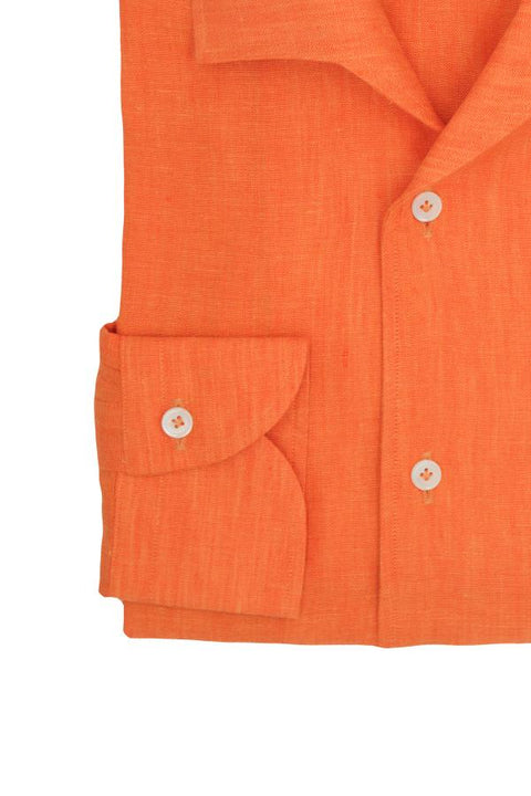 Orange Linen Capri Collar Shirt Cordone 1956