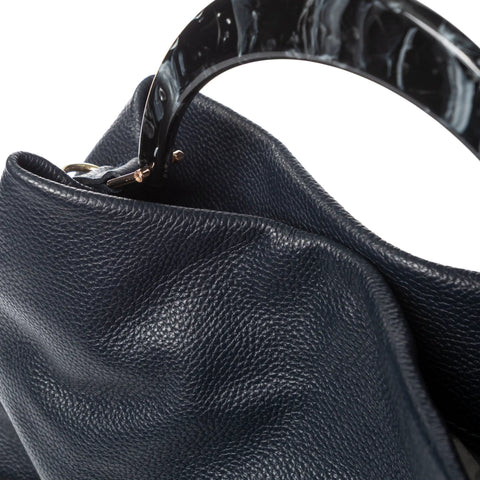 Hobo in Pebbled Leather & Pony Hair with Resin Handle