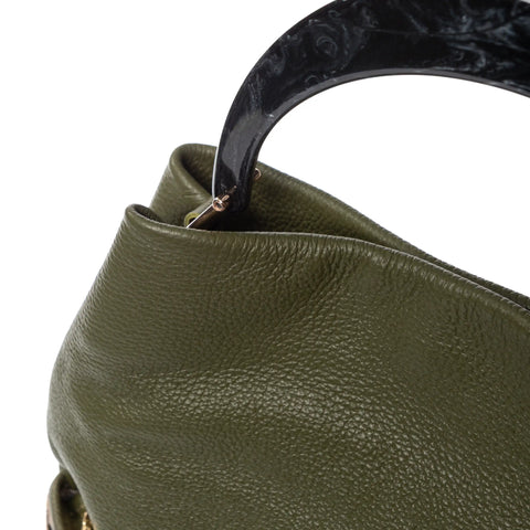 Hobo in Pebbled Leather & Pony Hair with Resin Handle