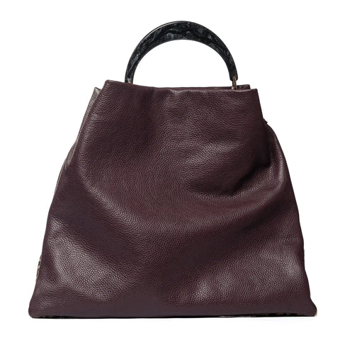 Hobo in Pebbled Leather & Pony Hair with Resin Handle
