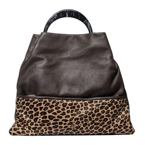 Hobo in Pebbled Leather & Pony Hair with Resin Handle
