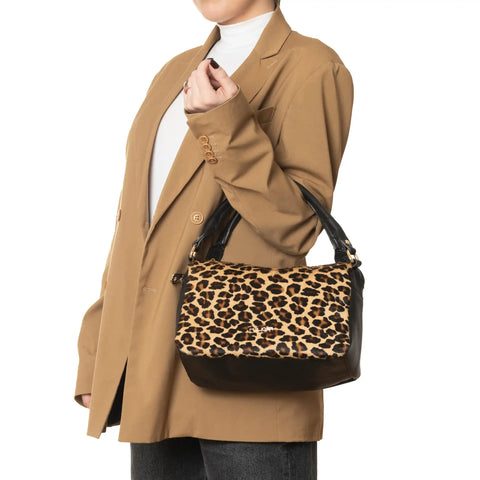 Tote in Pebbled Leather & Pony Hair