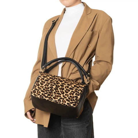 Tote in Pebbled Leather & Pony Hair