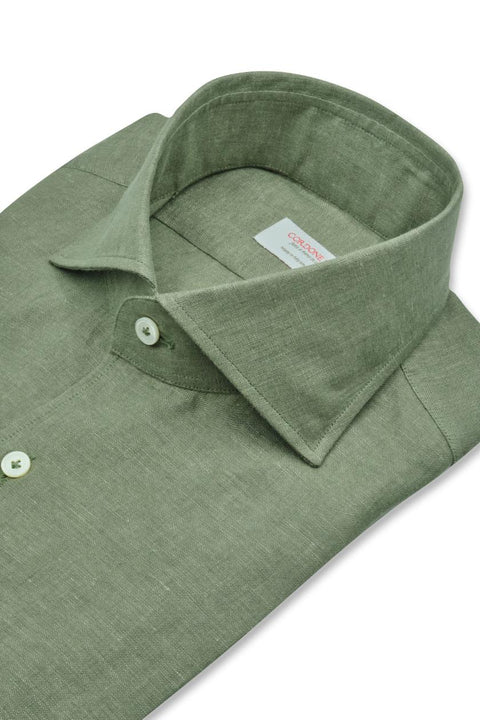 Military Green Linen Shirt Cordone 1956