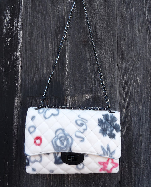 Shopper Bag In Plush Fabric And Genuine Leather Apiedinudinelparco