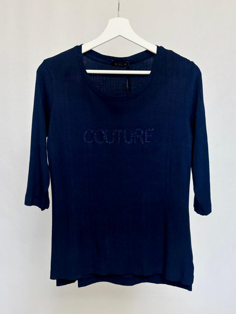 Maglia a costine con scritta decorativa SixStop