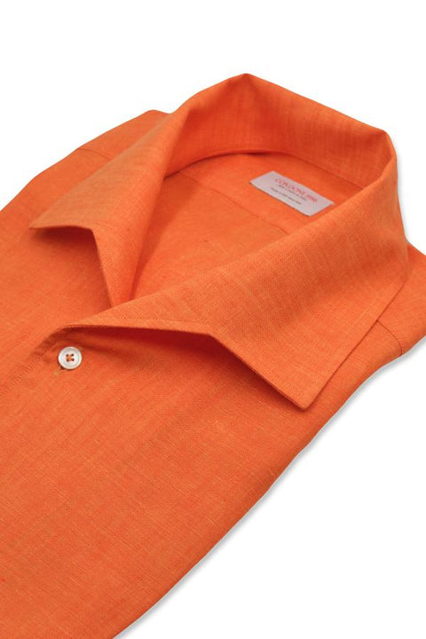 Orange Linen Capri Collar Shirt Cordone 1956