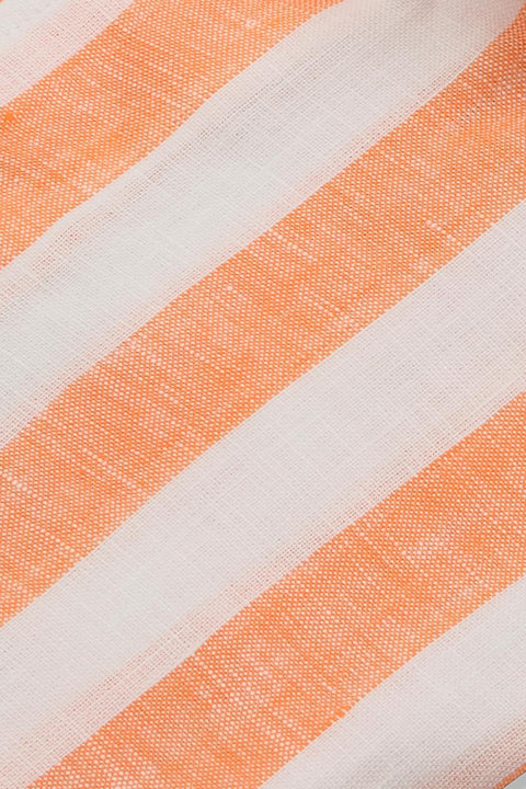Bold Striped Linen Shirt Orange Cordone 1956