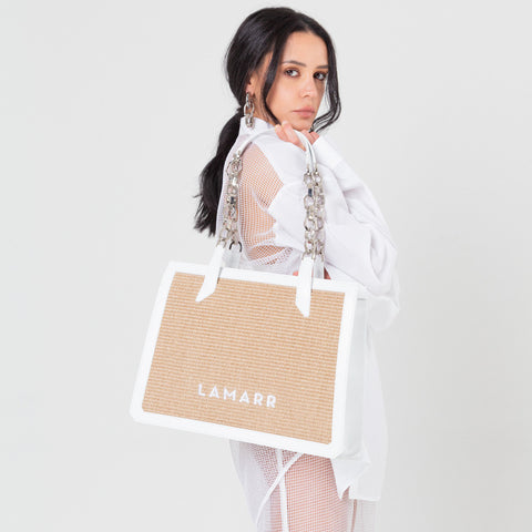 Bag - Beatrix white big with chain Lamarr