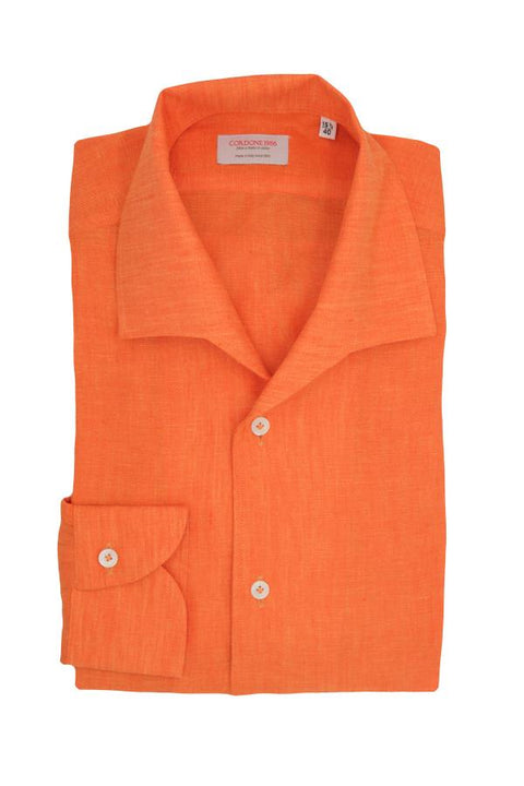 Orange Linen Capri Collar Shirt Cordone 1956