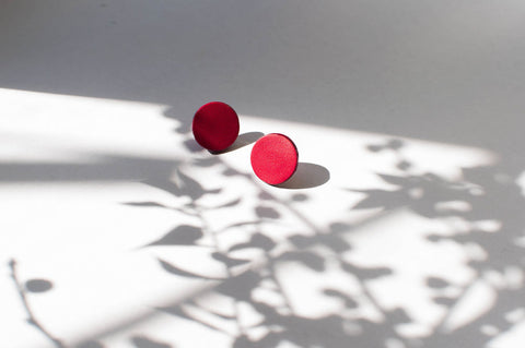 Earrings - Large Leather Buttons Lidia Mallia