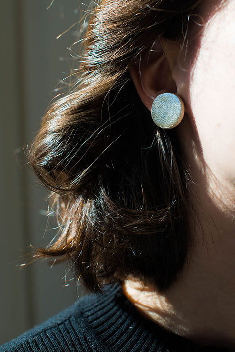 Earrings - Large Leather Buttons Lidia Mallia