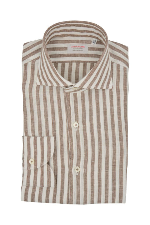 Striped Linen Shirt Brown Cordone 1956