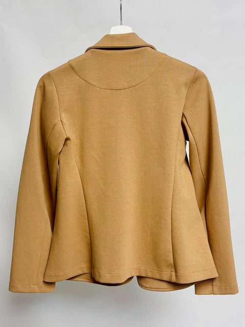 Camel Stretch Fabric Blazer with Pockets SixStop