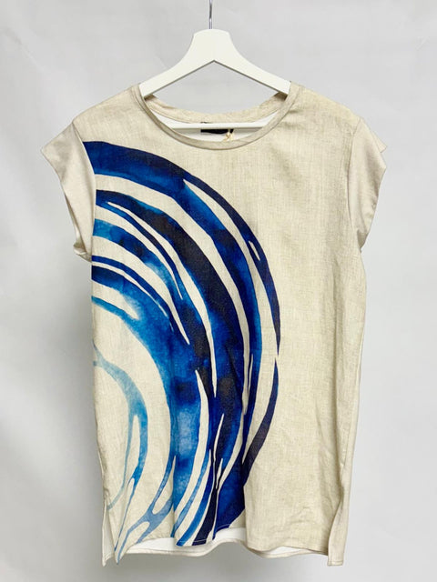 Sleeveless Printed Linen Top SixStop