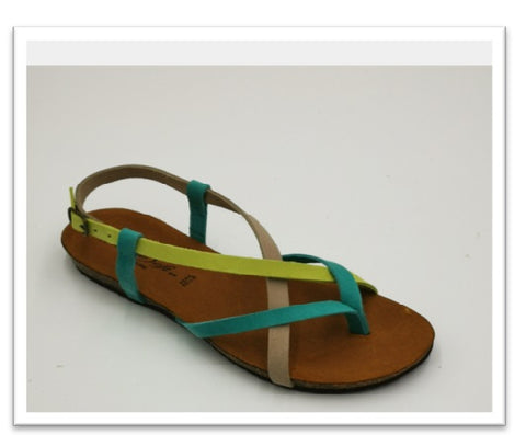 Art.27 Crazy Light Blue Cream Green Leather Golden Wiking