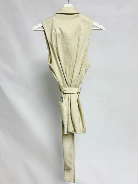 Sleeveless double-breasted vest with belt and pockets SixStop