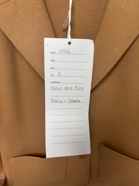 Camel Stretch Fabric Blazer with Pockets SixStop