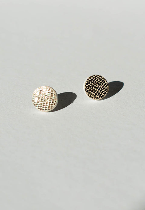 Earrings - Small Leather Buttons Lidia Mallia